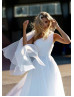 One Shoulder White Organza Pleated Flowing Wedding Dress One Shoulder White Organza Pleated Flowing Wedding Dress